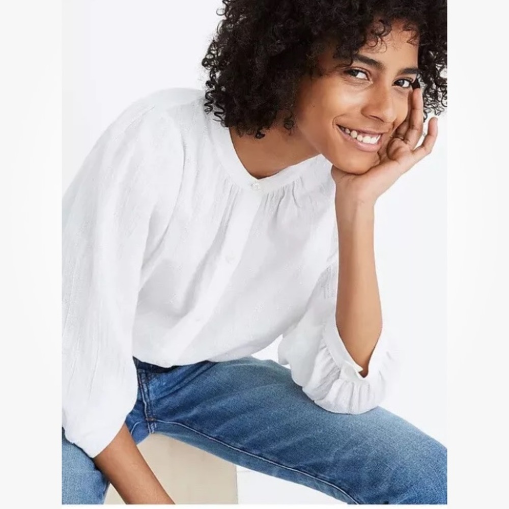 Madewell Shimmer Stripe Peasant Top Shirt